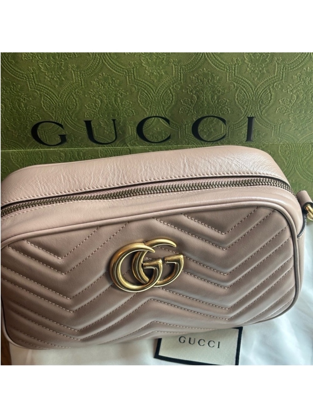Gucci Maramont Rose Quilted Leather Crossbody Camera Bag